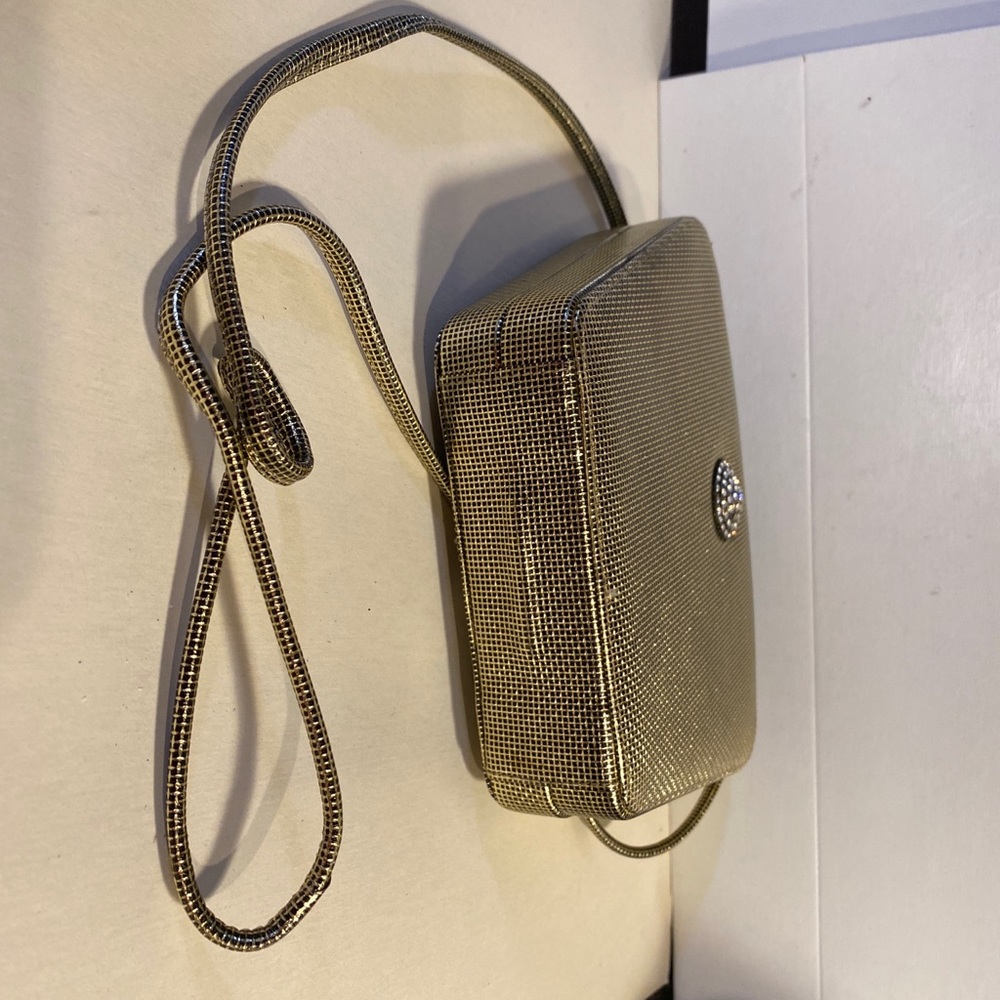 Albert Nipon Gold Textured Leather Crossbody Shou… - image 5